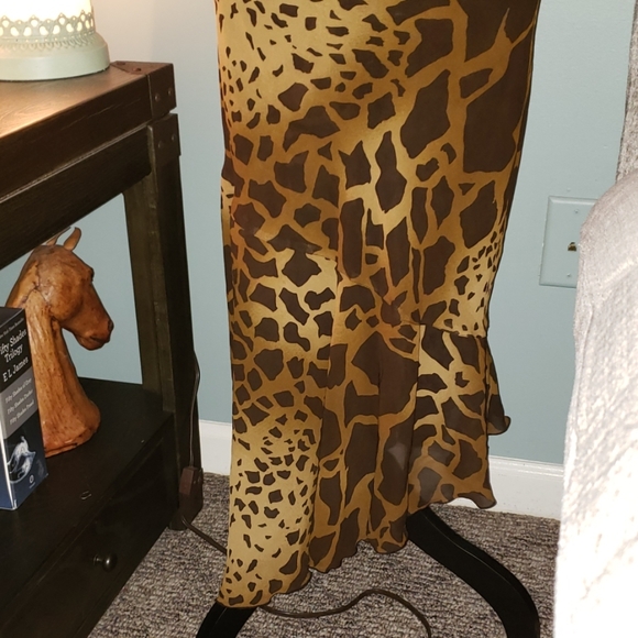 Plus Semi-sheer Giraffe Ruffle Assymetrical Gown - Picture 4 of 8